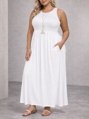 White Sleeveless Maxi Dress - Classic Women's Summer Dress